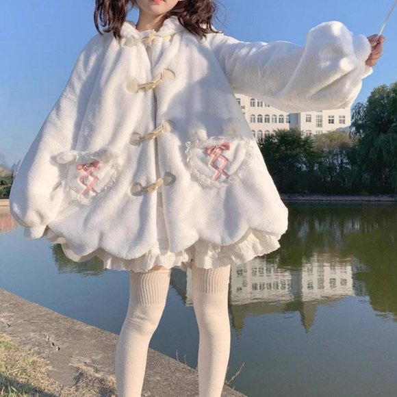 Bunny Hooded Sweater Coat | Women's Cute Sherpa Fuzzy Winter Warm Fleece #35 - Picture 3 of 9